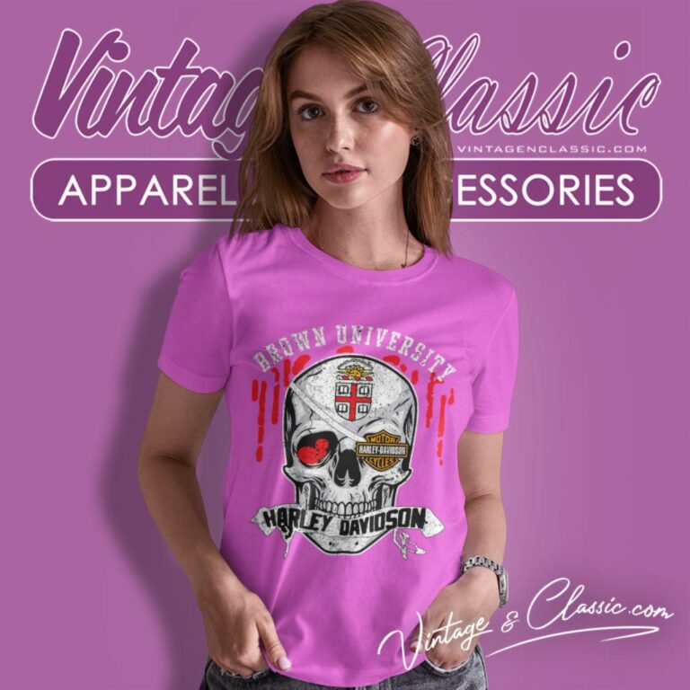 Brown University Harley Davidson Skull Women T Shirt Brown University Harley Davidson Skull Women T Shirt