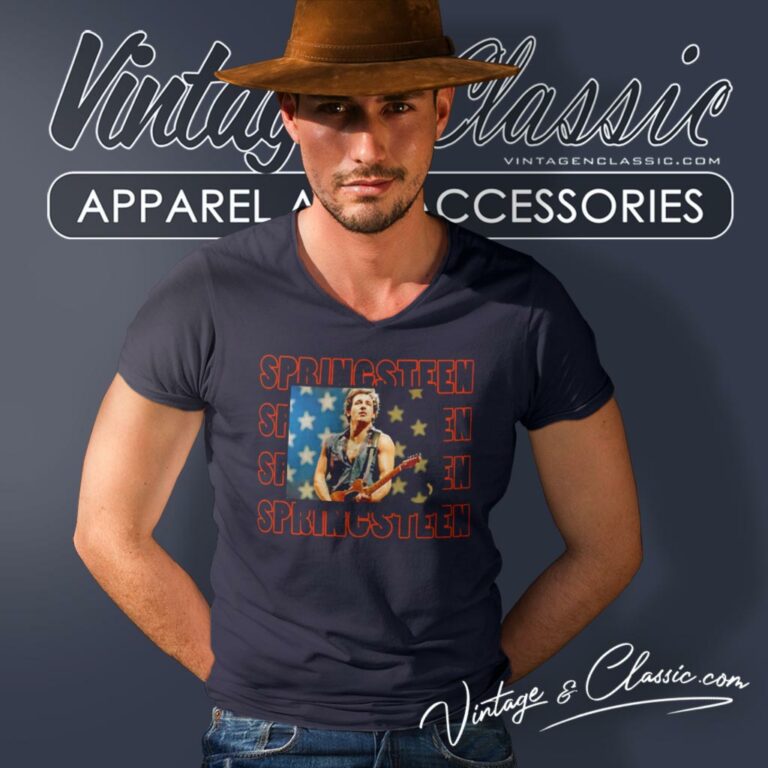 Bruce Springsteen American Flag V Neck TShirt Bruce Springsteen American Flag V Neck TShirt