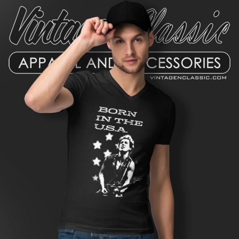 Bruce Springsteen Born In The Usa V Neck TShirt Bruce Springsteen Born In The Usa V Neck TShirt