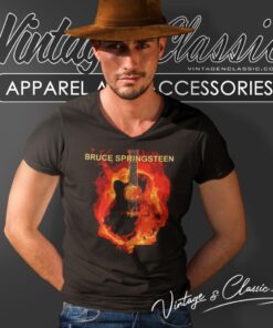 Bruce Springsteen Guitar Flame V Neck TShirt 1