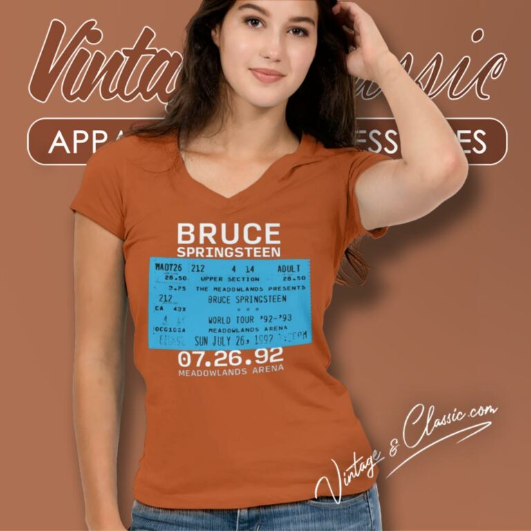 Bruce Springsteen Nj 07 26 92 V Neck TShirt Bruce Springsteen Nj 07 26 92 V Neck TShirt