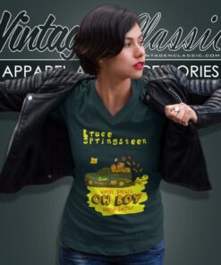 Bruce Springsteen Retro Car V Neck TShirt