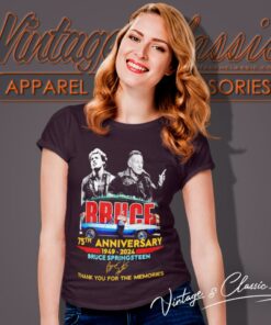 Bruce Springsteen Shirt 75th Anniversary 1949 2024 Thank You For The Memories Signature Women T Shirt