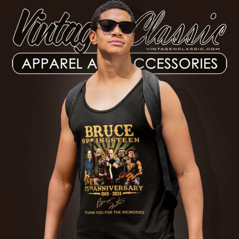 Bruce Springsteen Shirt 75th Anniversary 1949 2024 Thank You For The Memories Tank Top Racerback Bruce Springsteen Shirt 75th Anniversary 1949 2024 Thank You For The Memories Tank Top Racerback