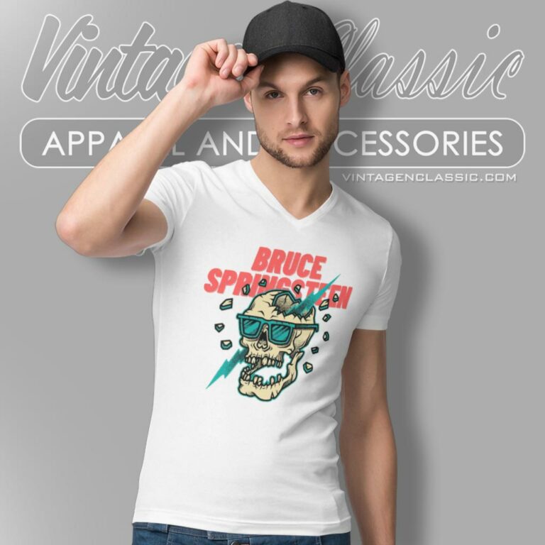 Bruce Springsteen Skull V Neck TShirt Bruce Springsteen Skull V Neck TShirt