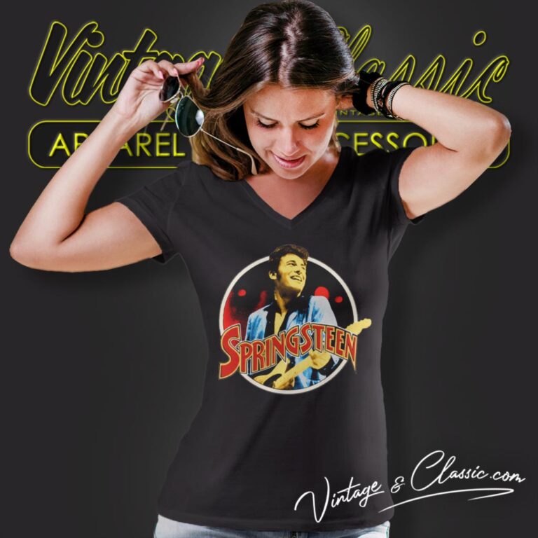 Bruce Springsteen Throwback No Nukes V Neck TShirt Bruce Springsteen Throwback No Nukes V Neck TShirt