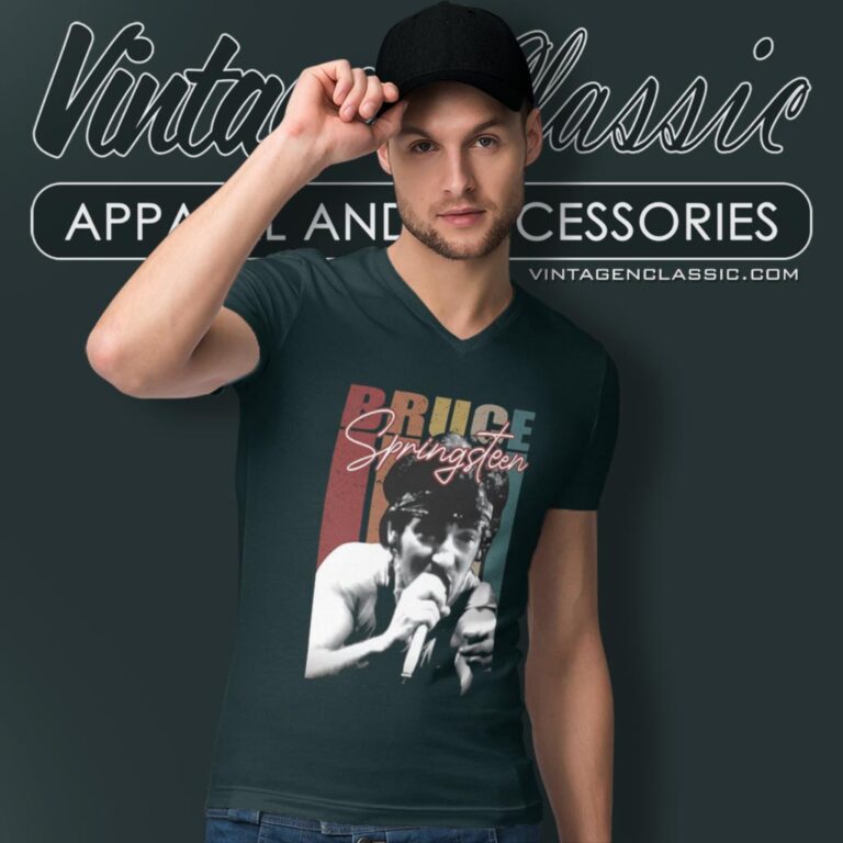 Bruce Springsteen Vintage Retro V Neck TShirt Bruce Springsteen Vintage Retro V Neck TShirt