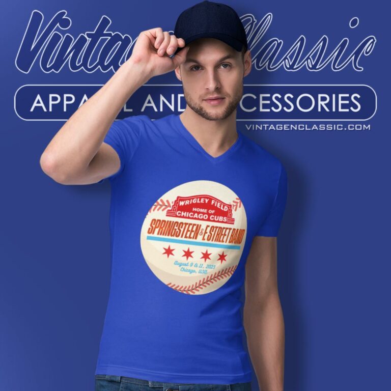 Bruce Springsteen Wrigley Field V Neck TShirt 1 Bruce Springsteen Wrigley Field V Neck TShirt 1