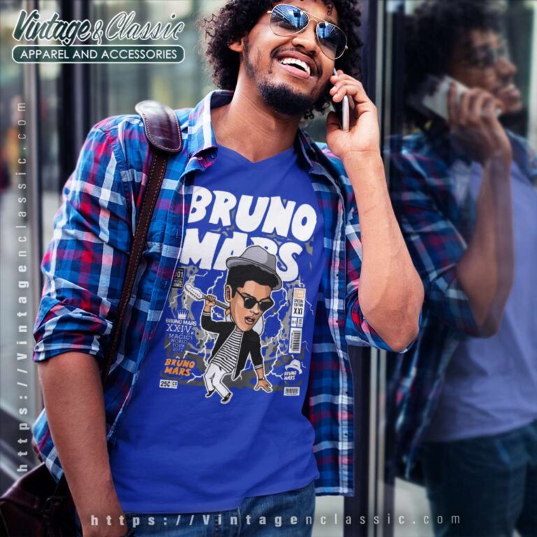 Bruno Mars Comic Tour 2023 V Neck TShirt Bruno Mars Comic Tour 2023 V Neck TShirt