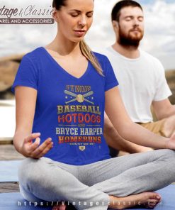 Bryce Harper Shirt If It Involves Baseball Hotdogs Gameday V Neck TShirt