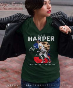 Bryce Harper Shirt Number Portrait Philadelphia Mlbpa 5 Bryce Harper Shirt Number Portrait Philadelphia Mlbpa V Neck TShirt