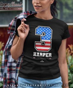Bryce Harper Shirt Us Flag Number Women TShirt