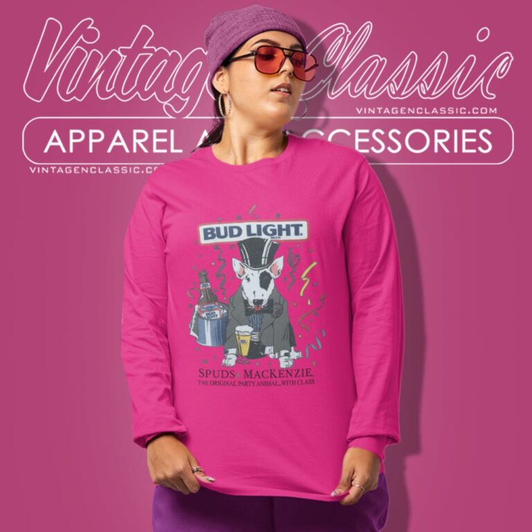 Bud Light Beer Spuds Mackenzie Shirt The Original Party Animal With Class Long Sleeve Tee Bud Light Beer Spuds Mackenzie Shirt The Original Party Animal With Class Long Sleeve Tee