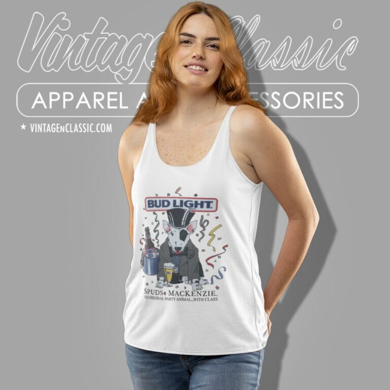 Bud Light Beer Spuds Mackenzie Shirt The Original Party Animal With Class Tank Top Racerback Bud Light Beer Spuds Mackenzie Shirt The Original Party Animal With Class Tank Top Racerback