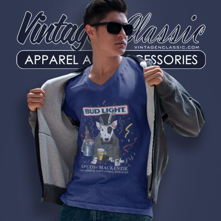 Bud Light Beer Spuds Mackenzie Shirt The Original Party Animal With Class V Neck TShirt Bud Light Beer Spuds Mackenzie Shirt The Original Party Animal With Class V Neck TShirt
