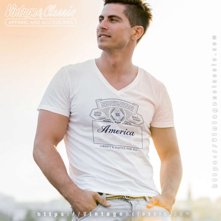 Budweiser America Liberty And Justice For All V Neck TShirt Budweiser America Liberty And Justice For All V Neck TShirt