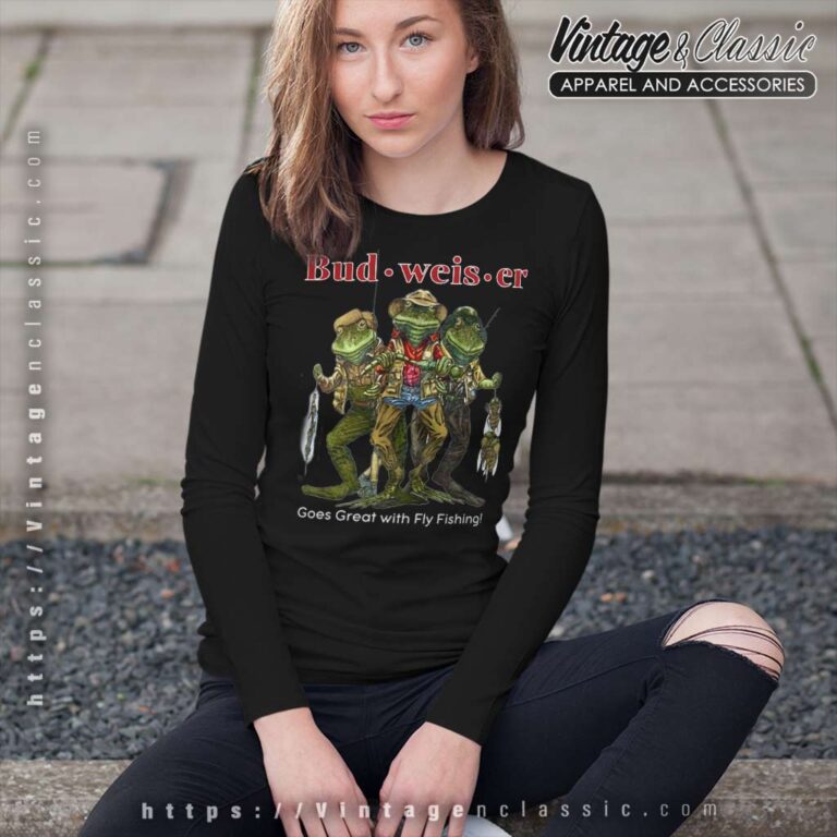 Budweiser Beer Frog Vintage Graphic Long Sleeve Tee Budweiser Beer Frog Vintage Graphic Long Sleeve Tee