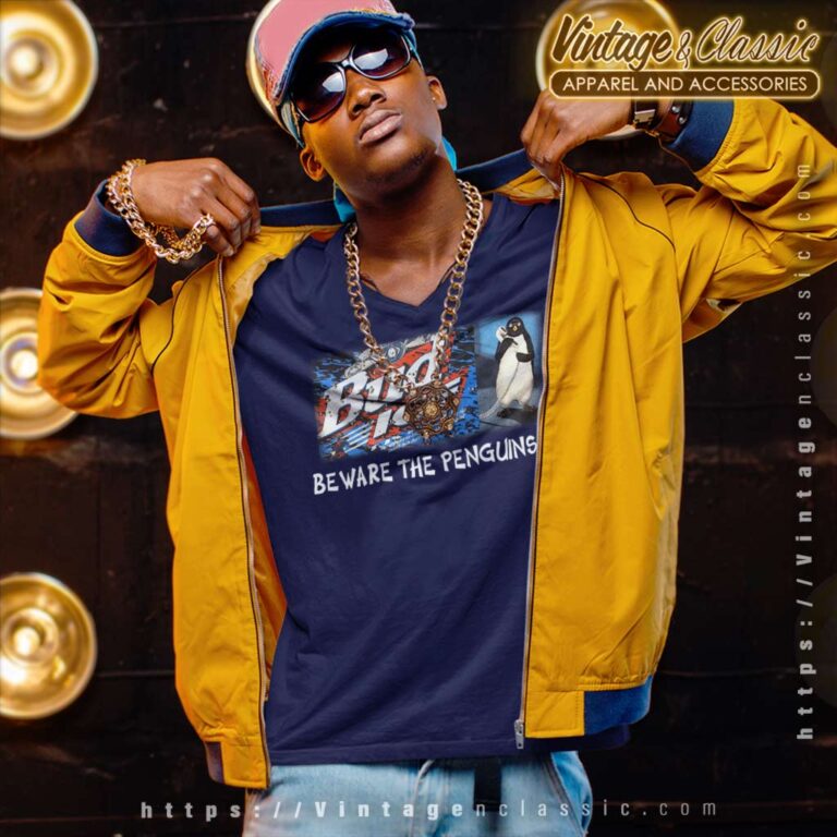 Budweiser Bud Ice Beware The Penguin V Neck TShirt Budweiser Bud Ice Beware The Penguin V Neck TShirt