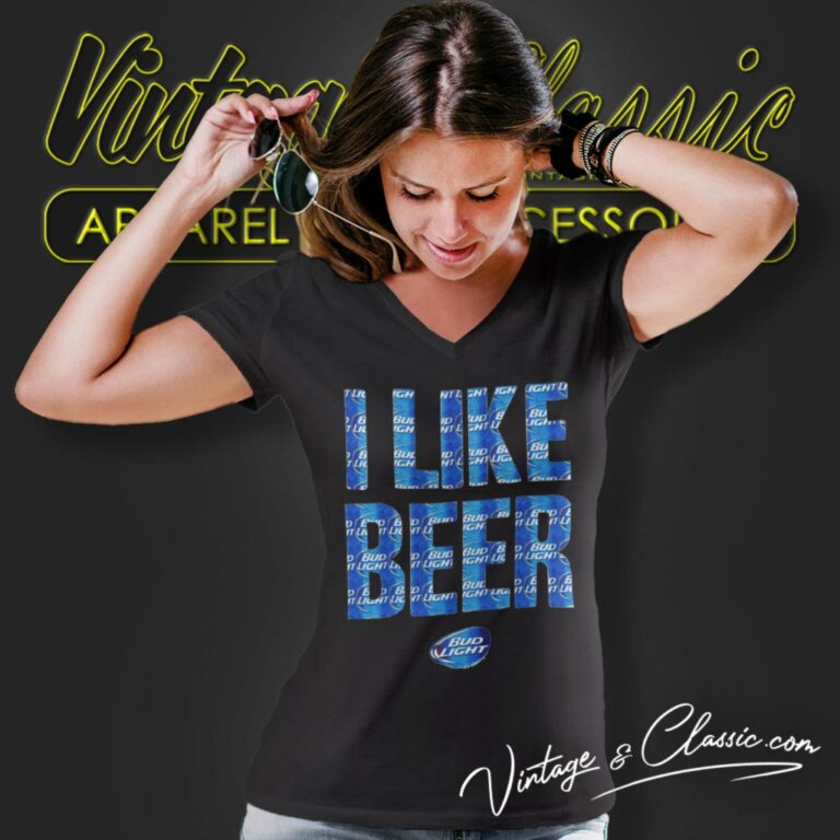 Budweiser Bud Light I Like Beer V Neck TShirt Budweiser Bud Light I Like Beer V Neck TShirt