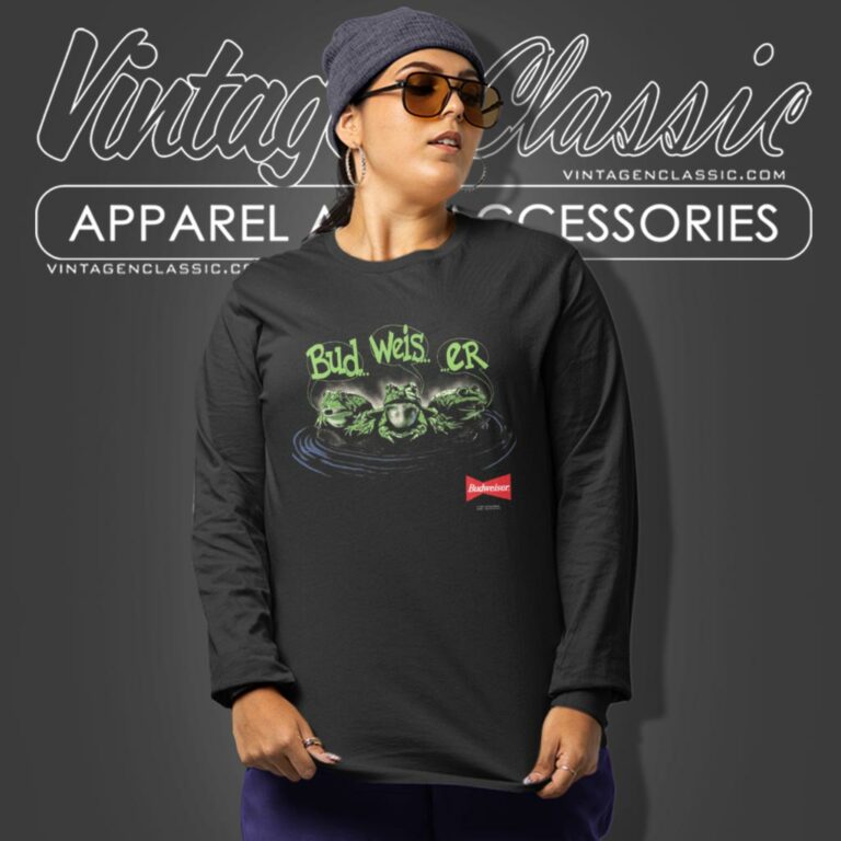 Budweiser Frogs Mascot King Of Beers Funny Long Sleeve Tee Budweiser Frogs Mascot King Of Beers Funny Long Sleeve Tee