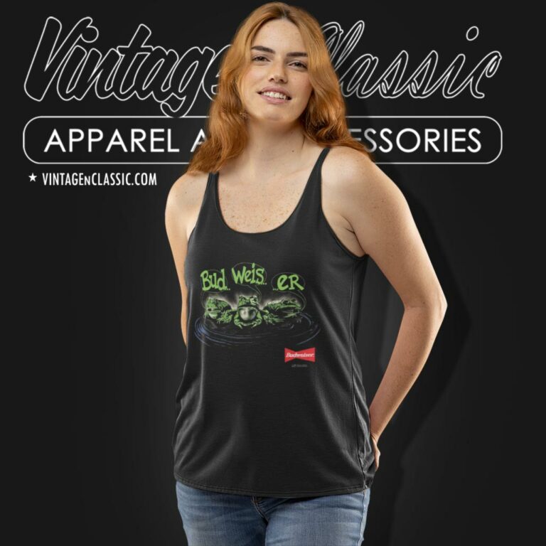 Budweiser Frogs Mascot King Of Beers Funny Tank Top Racerback Budweiser Frogs Mascot King Of Beers Funny Tank Top Racerback