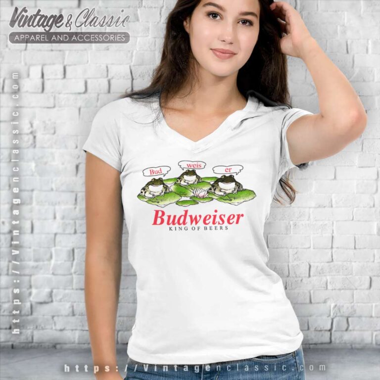 Budweiser King Of Beers Frogs V Neck TShirt Budweiser King Of Beers Frogs V Neck TShirt