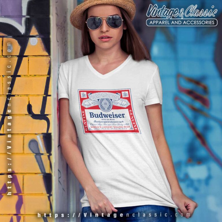 Budweiser King Of Beers Label Logo V Neck TShirt Budweiser King Of Beers Label Logo V Neck TShirt