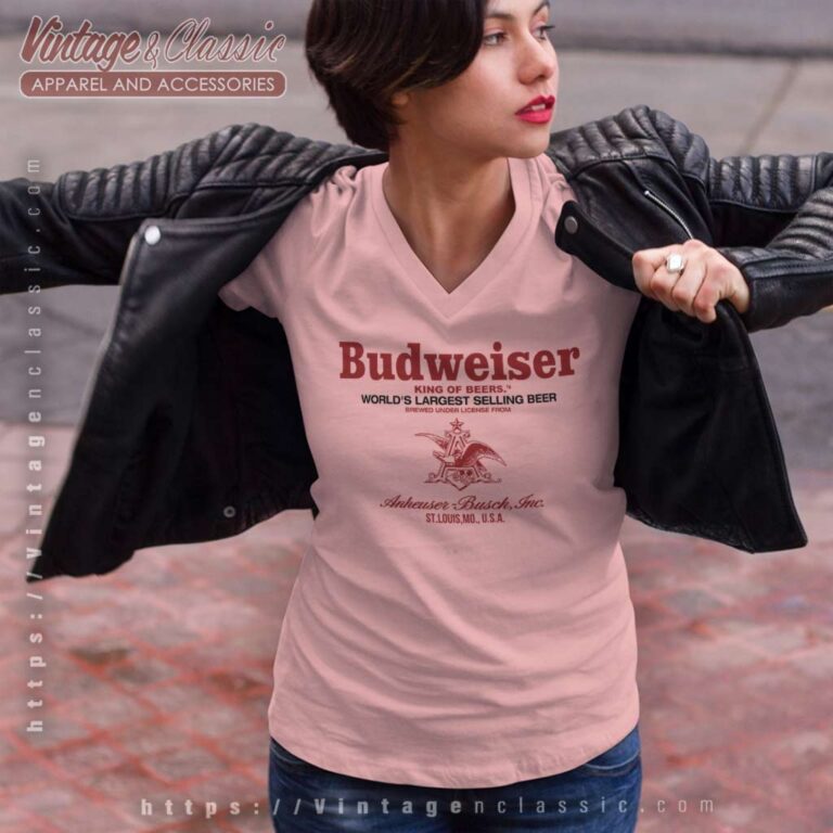 Budweiser King Of Beers Logo V Neck TShirt Budweiser King Of Beers Logo V Neck TShirt