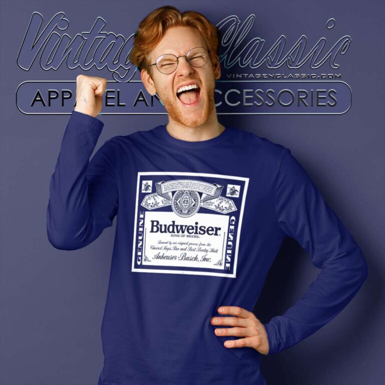 Budweiser Label Anheuser Busch Long Sleeve Tee Budweiser Label Anheuser Busch Long Sleeve Tee