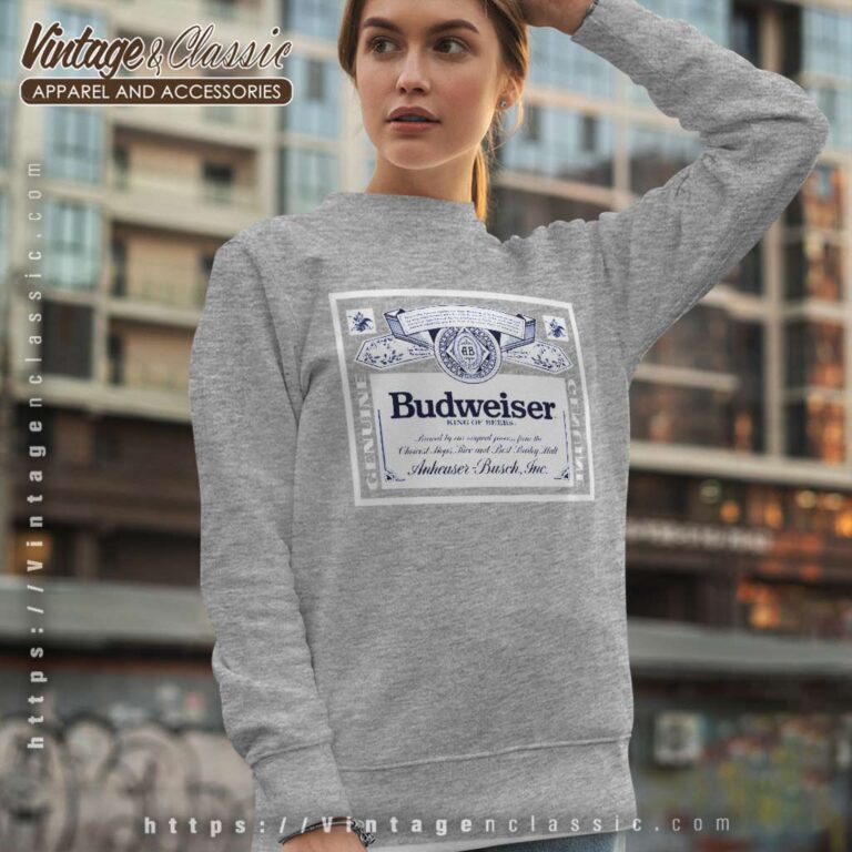 Budweiser Label Anheuser Busch Sweatshirt Budweiser Label Anheuser Busch Sweatshirt