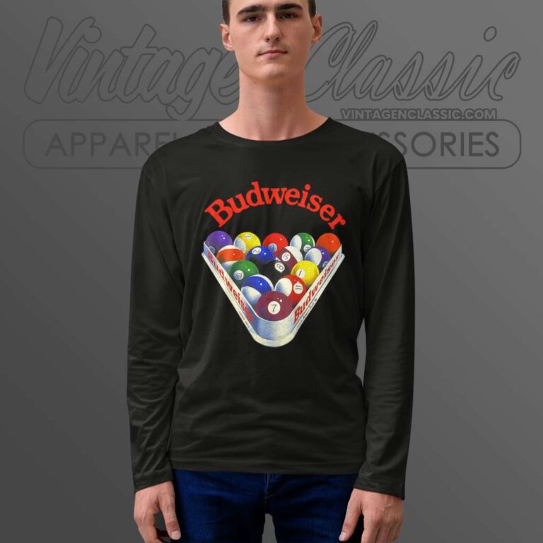 Budweiser Pool Balls Vintage Long Sleeve Tee 1 Budweiser Pool Balls Vintage Long Sleeve Tee 1