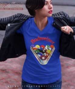 Budweiser Pool Balls Vintage V Neck TShirt 1