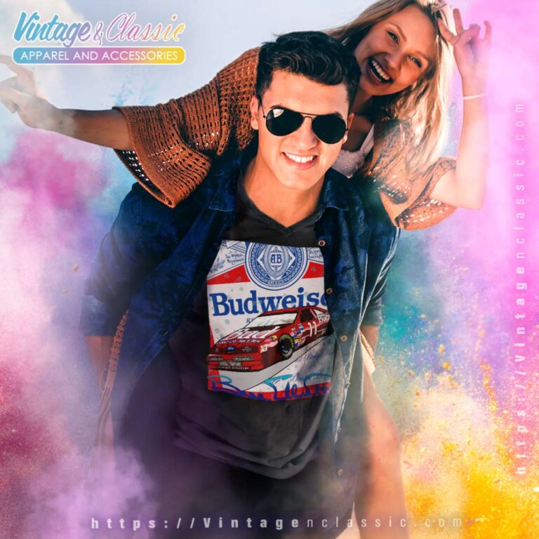 Budweiser Racing Nascar Bill Elliott V Neck TShirt Budweiser Racing Nascar Bill Elliott V Neck TShirt