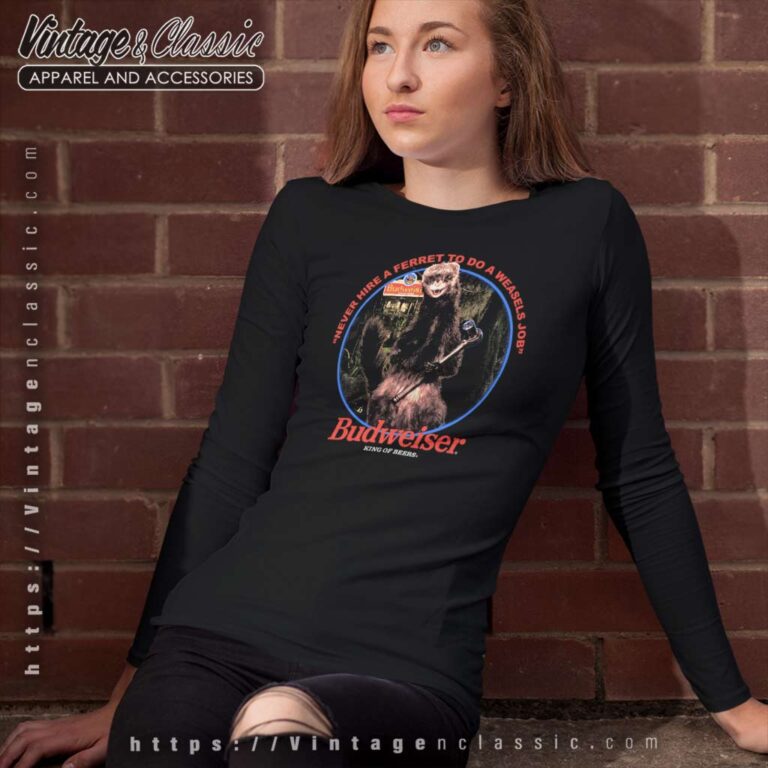 Budweiser Shirt Ferret Lizards Frog Mascot Long Sleeve Tee Budweiser Shirt Ferret Lizards Frog Mascot Long Sleeve Tee