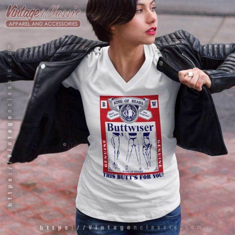 Budweiser Vintage Buttwiser Comedy V Neck TShirt Budweiser Vintage Buttwiser Comedy V Neck TShirt