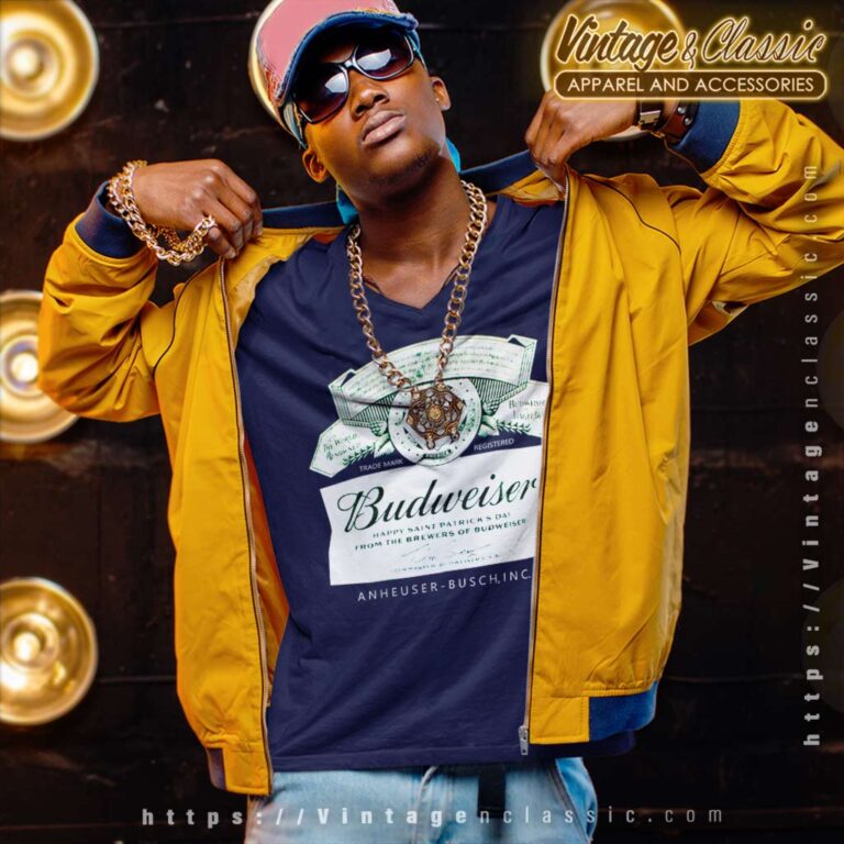 Budweiser Vintage Green Label V Neck TShirt Budweiser Vintage Green Label V Neck TShirt