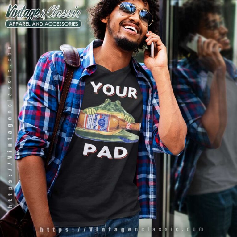 Budweiser Vintage Your Pad Or Mine V Neck TShirt Budweiser Vintage Your Pad Or Mine V Neck TShirt