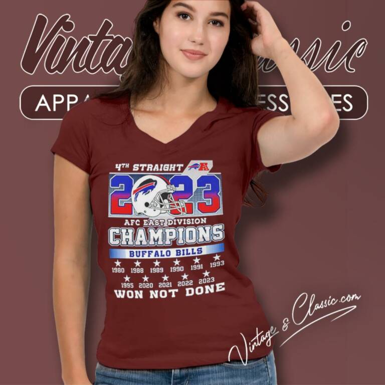 Buffalo Bills 4th Straight 2023 Afc East Division Champions Won Not Done V Neck TShirt Buffalo Bills 4th Straight 2023 Afc East Division Champions Won Not Done V Neck TShirt