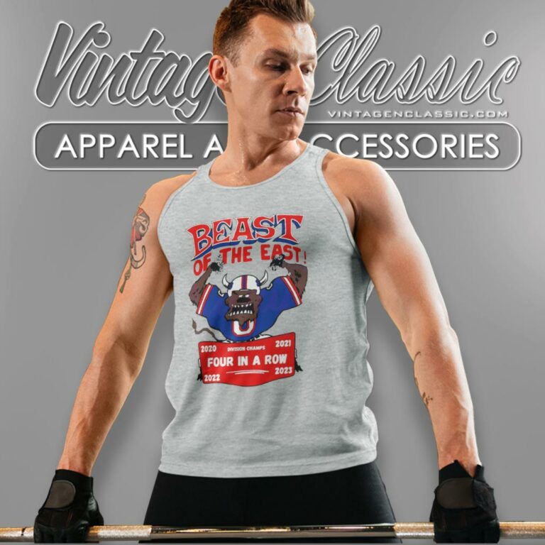 Buffalo Bills Beast Of The East Division Champions Four In A Row 2020 2023 Tank Top Racerback Buffalo Bills Beast Of The East Division Champions Four In A Row 2020 2023 Tank Top Racerback