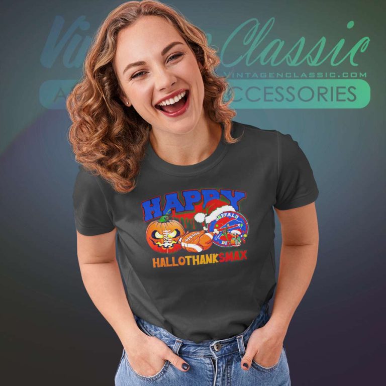 Buffalo Bills Hallothanksmas Halloween Thanksgiving Christmas Women TShirt Buffalo Bills Hallothanksmas Halloween Thanksgiving Christmas Women TShirt