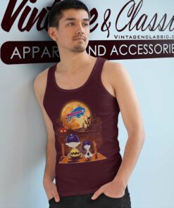 Buffalo Bills Halloween Shirt With Snoopy And Charlie Brown Pumpkin Tank Top Racerback