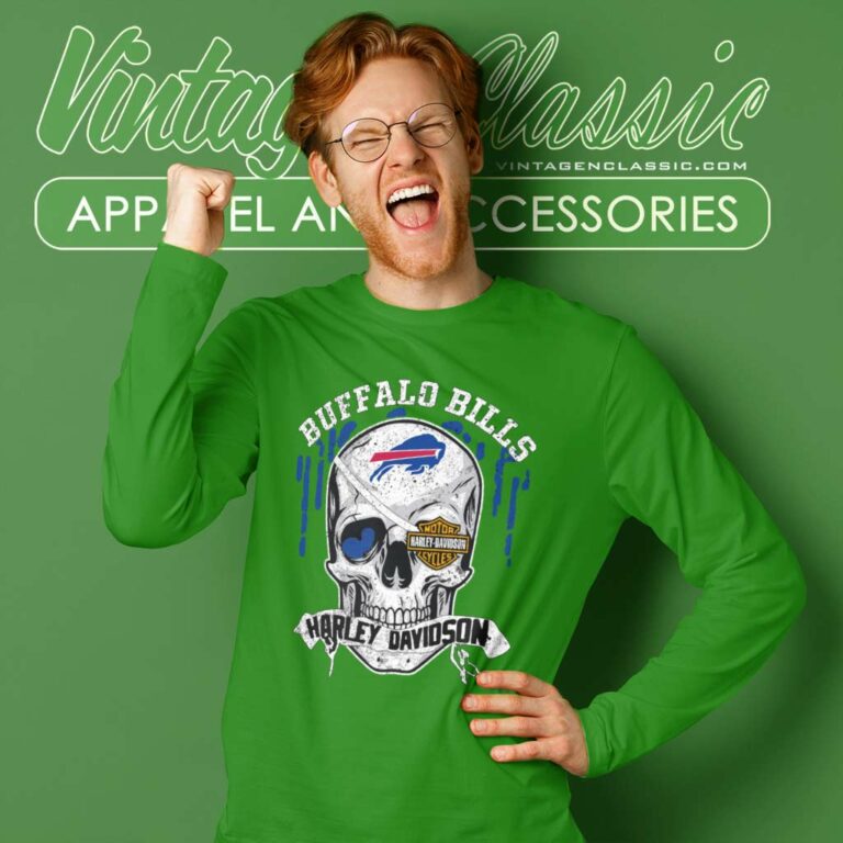 Buffalo Bills Harley Davidson Skull Long Sleeve Tee Buffalo Bills Harley Davidson Skull Long Sleeve Tee