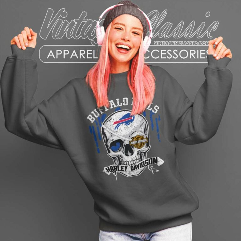Buffalo Bills Harley Davidson Skull Sweatshirt Buffalo Bills Harley Davidson Skull Sweatshirt