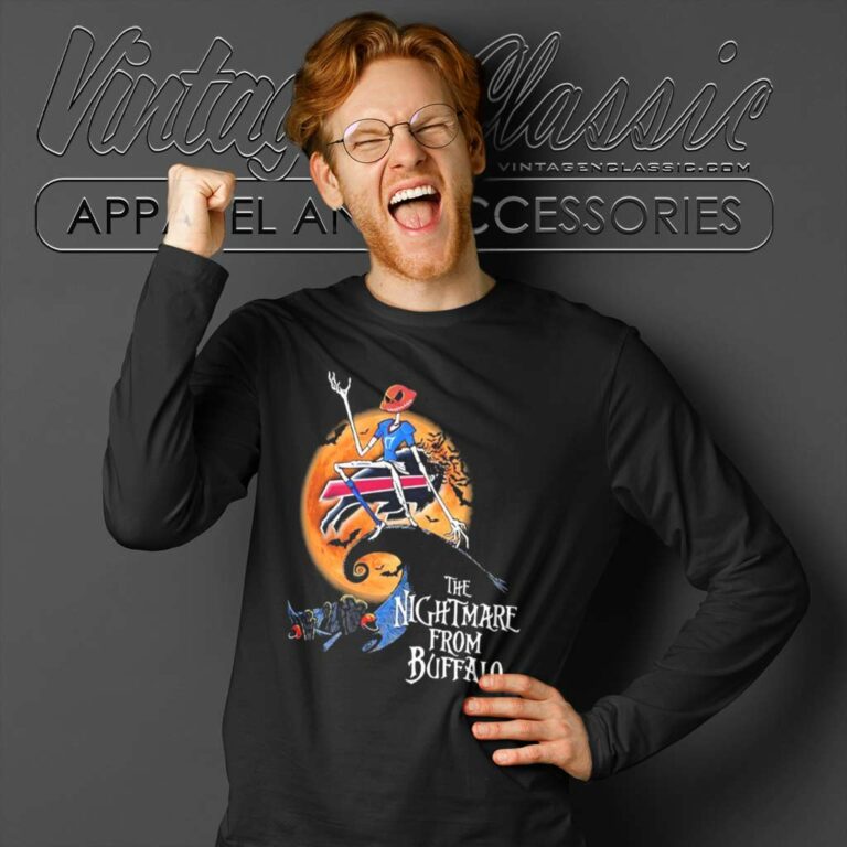 Buffalo Bills Jack Skellington The Nightmare From Buffalo Halloween Long Sleeve Tee Buffalo Bills Jack Skellington The Nightmare From Buffalo Halloween Long Sleeve Tee
