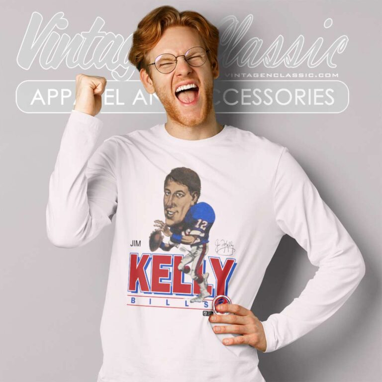 Buffalo Bills Jim Kelly Caricature Long Sleeve Tee Buffalo Bills Jim Kelly Caricature Long Sleeve Tee