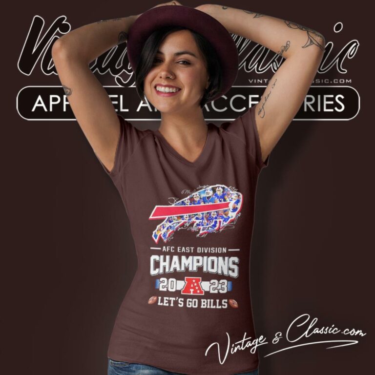 Buffalo Bills Logo Players 2023 Afc East Division Champions Lets Go Bills V Neck TShirt Buffalo Bills Logo Players 2023 Afc East Division Champions Lets Go Bills V Neck TShirt
