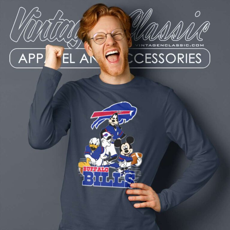 Buffalo Bills Mickey Mouse Donald Duck Goofy Long Sleeve Tee Buffalo Bills Mickey Mouse Donald Duck Goofy Long Sleeve Tee