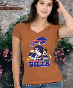 Buffalo Bills Mickey Mouse Donald Duck Goofy V Neck TShirt