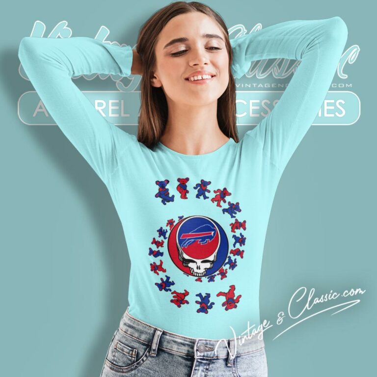 Buffalo Bills Nfl Grateful Dancing Bears Long Sleeve Tee Buffalo Bills Nfl Grateful Dancing Bears Long Sleeve Tee