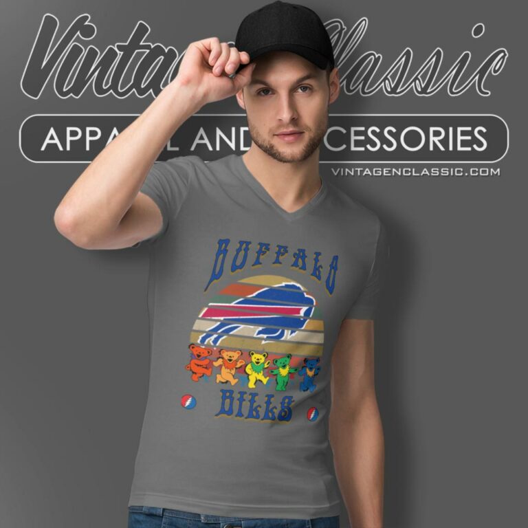 Buffalo Bills Nfl Grateful Dancing Bears Retro V Neck TShirt Buffalo Bills Nfl Grateful Dancing Bears Retro V Neck TShirt